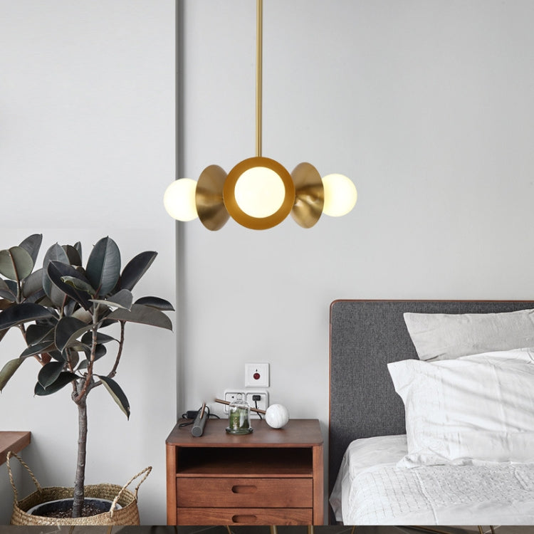 Restaurant Copper Minimalist Creative Small Chandelier, Power source: Three Color Light Single 5W(3 Heads Copper Milk White Bulb)
