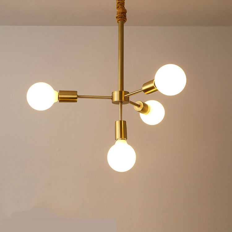 3+1 Heads Creative Living Room Dining Room Bedroom Simple Copper Lamps with 5W Warm Light LED