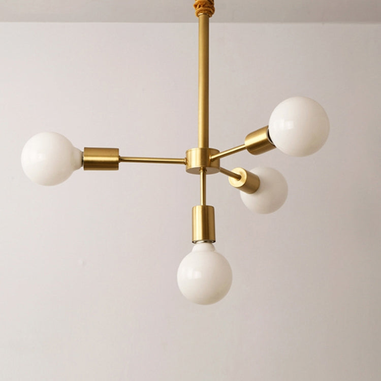 3+1 Heads Creative Living Room Dining Room Bedroom Simple Copper Lamps with 5W Warm Light LED