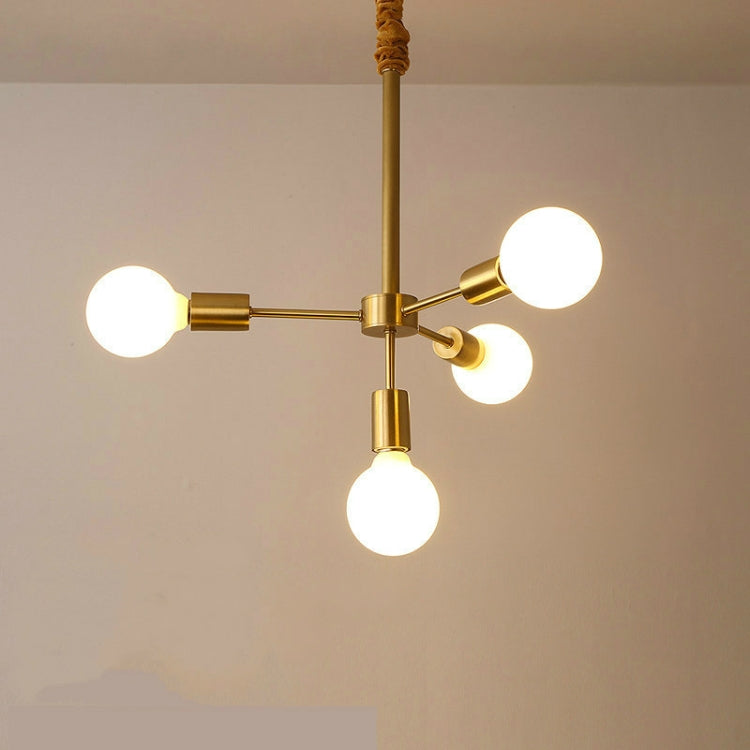 3+1 Heads Creative Living Room Dining Room Bedroom Simple Copper Lamps with 5W Warm Light LED