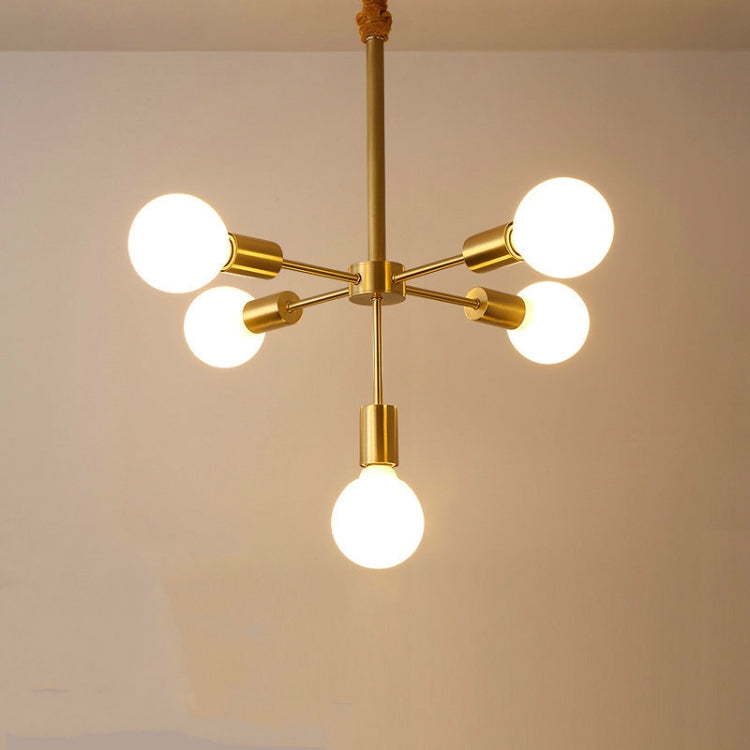 4+1 Heads Creative Living Room Dining Room Bedroom Simple Copper Lamps without Light Source
