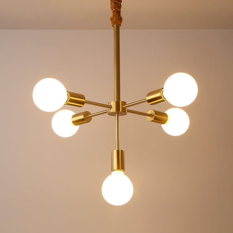 4+1 Heads Creative Living Room Dining Room Bedroom Simple Copper Lamps with 5W Three Color Light LED