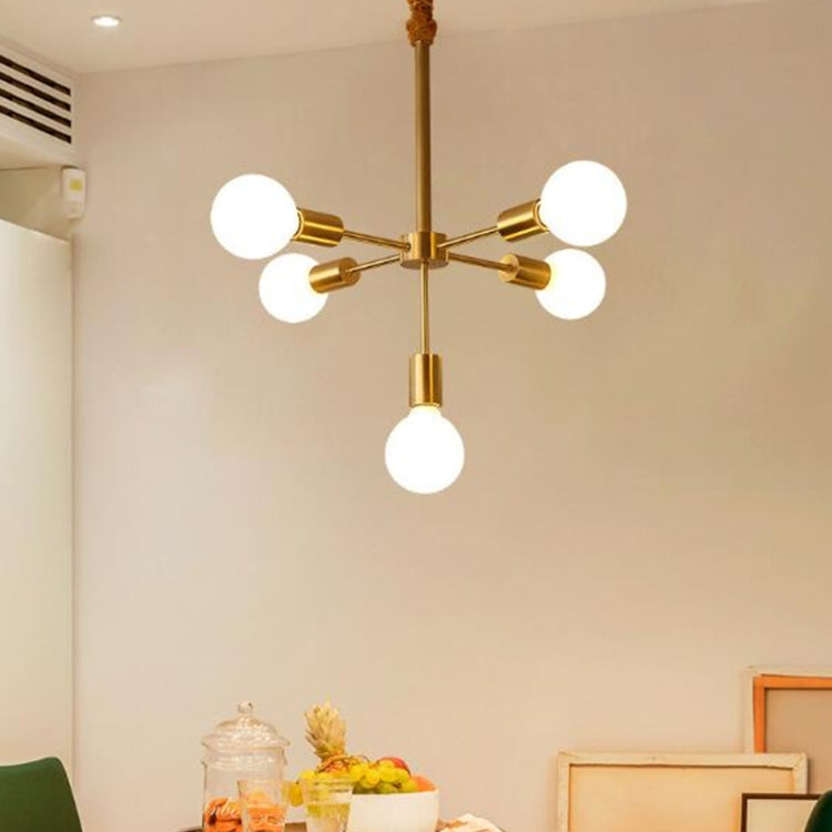 4+1 Heads Creative Living Room Dining Room Bedroom Simple Copper Lamps with 5W Three Color Light LED