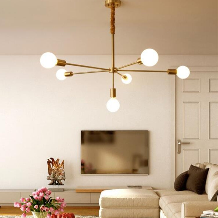5+1 Heads  Creative Living Room Dining Room Bedroom Simple Copper Lamps with 5W Warm Light LED