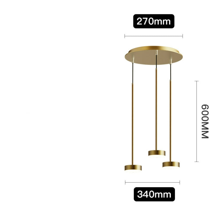 Three Head Round Base Copper Chandelier Bar Dining Room Dining Table Bedroom Lamp Modern Minimalist Chandelier