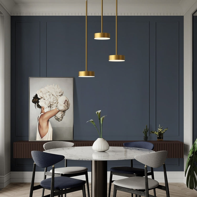 Three Head Round Base Copper Chandelier Bar Dining Room Dining Table Bedroom Lamp Modern Minimalist Chandelier