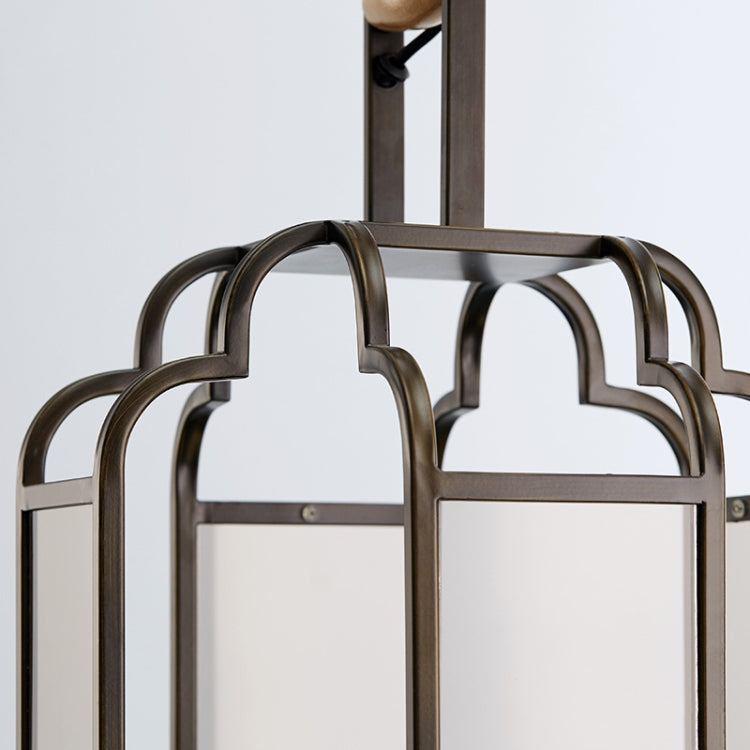 Diameter 38cm 5W Classical Porch Restaurant Glass Wrought Iron Lantern Chandelier