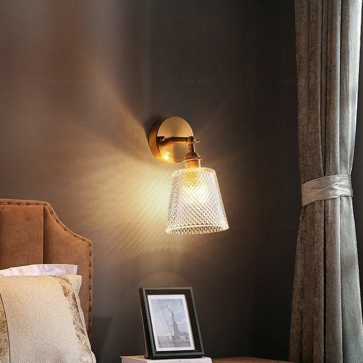 Copper Living Room Bedroom Crystal Wall Lamp  All Copper Single Head( White Light)