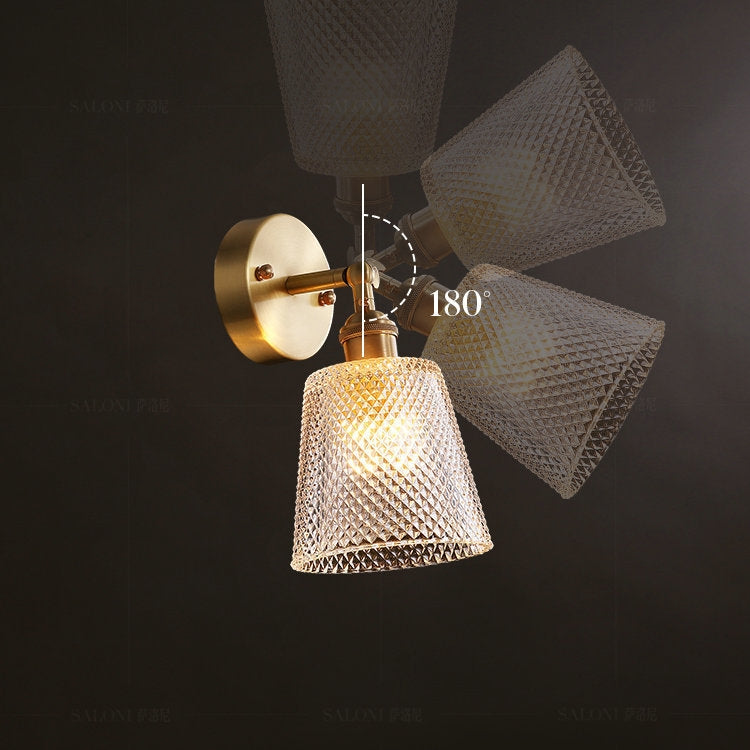Copper Living Room Bedroom Crystal Wall Lamp  All Copper Single Head( White Light)