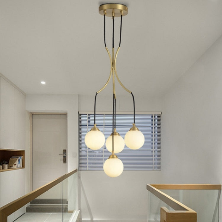 4 Heads Modern Minimalist Atmosphere Rotating Duplex Building Stairwell Long Chandelier(White Light)
