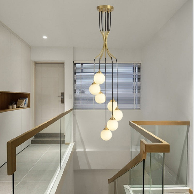 7 Heads Modern Minimalist Atmosphere Rotating Duplex Building Stairwell Long Chandelier(Warm White)