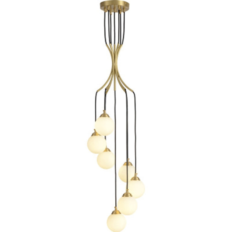 7 Heads Modern Minimalist Atmosphere Rotating Duplex Building Stairwell Long Chandelier(Warm White)