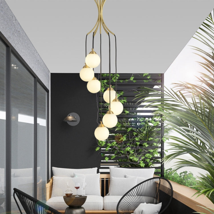7 Heads Modern Minimalist Atmosphere Rotating Duplex Building Stairwell Long Chandelier(Warm White)