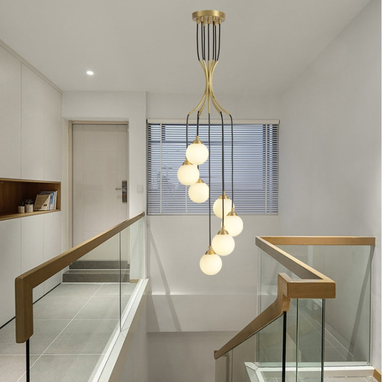 7 Heads Modern Minimalist Atmosphere Rotating Duplex Building Stairwell Long Chandelier(Warm White)