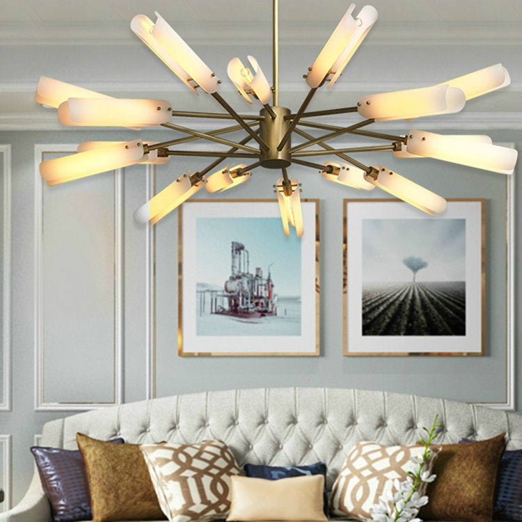 12 Heads Copper Chandelier Modern Minimalist Living Room Bedroom Dining Room Chandelier(Warm Light)