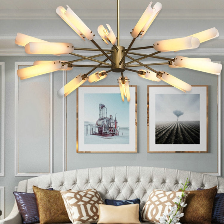 12 Heads Copper Chandelier Modern Minimalist Living Room Bedroom Dining Room Chandelier(Warm Light)