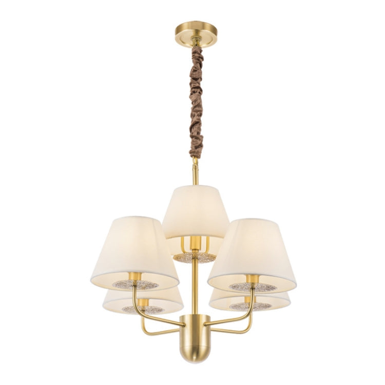 5 Heads  Personality Fashion Warm Copper Living Room Dining Room Chandelier with 12W Three-Color Dimming LED