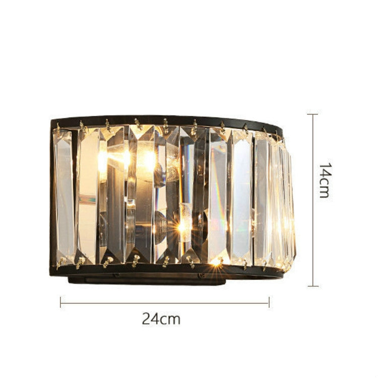 Mediterranean Wind Wrought Iron Crystal Wall Lamp without Light Source(Black)