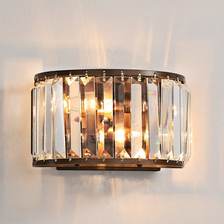 Mediterranean Wind Wrought Iron Crystal Wall Lamp with 12W Three-color Light(Black)