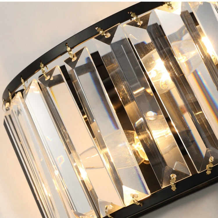 Mediterranean Wind Wrought Iron Crystal Wall Lamp with 12W Three-color Light(Black)