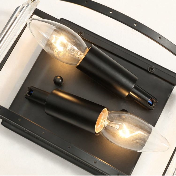 Mediterranean Wind Wrought Iron Crystal Wall Lamp with 12W Three-color Light(Black)