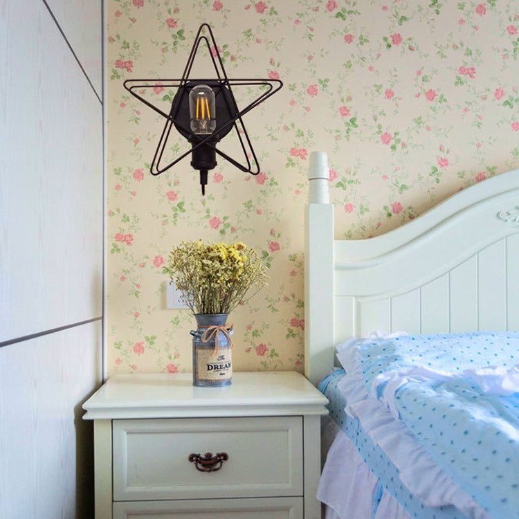 Retro Creative Bedside Living Room Pentagram Wall Lamp without Light Source(Black)