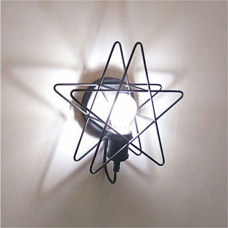 Retro Creative Bedside Living Room Pentagram Wall Lamp with White Light 5W LED(Black)