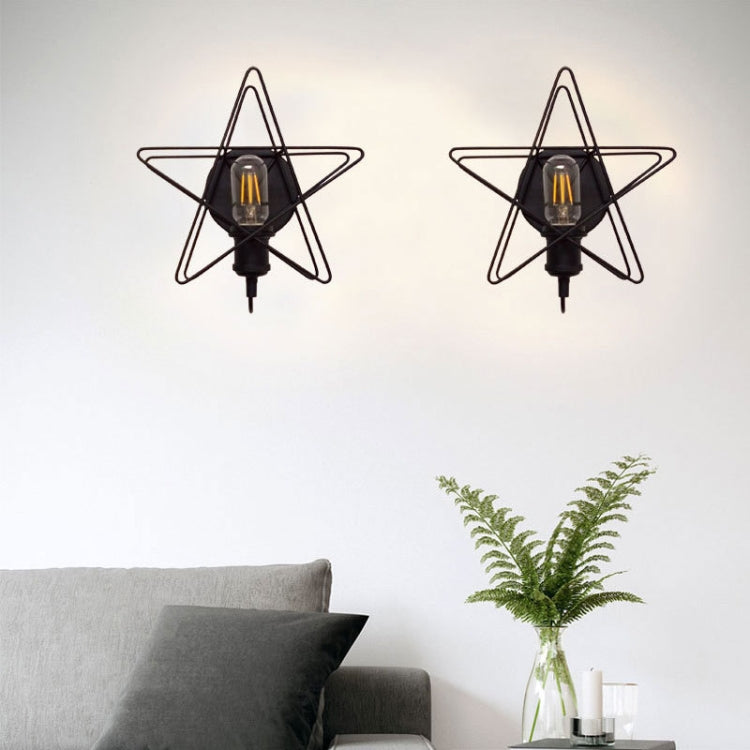 Retro Creative Bedside Living Room Pentagram Wall Lamp with White Light 5W LED(Black)