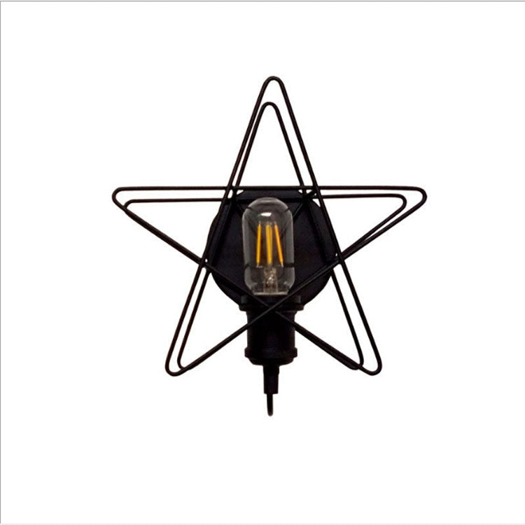 Retro Creative Bedside Living Room Pentagram Wall Lamp with Warm White 5W LED(Black)
