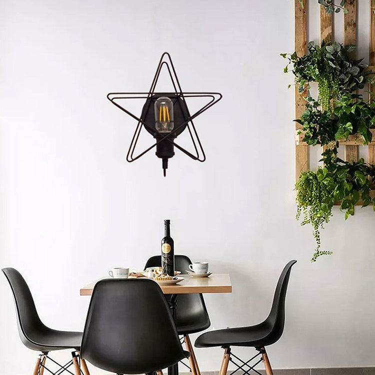 Retro Creative Bedside Living Room Pentagram Wall Lamp with Warm White 5W LED(Black)