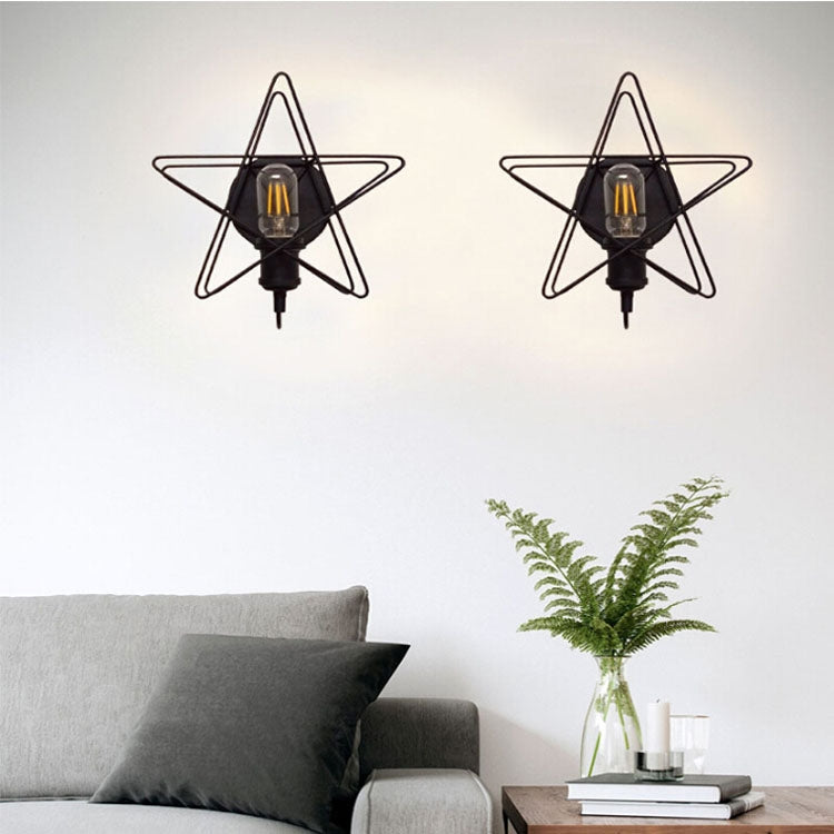 Retro Creative Bedside Living Room Pentagram Wall Lamp with Warm White 5W LED(Black)