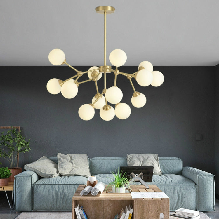 15 Heads  Simple Modern Living Room Dining Room Atmosphere Copper Chandelier, Power source: Warm Light Single 5W