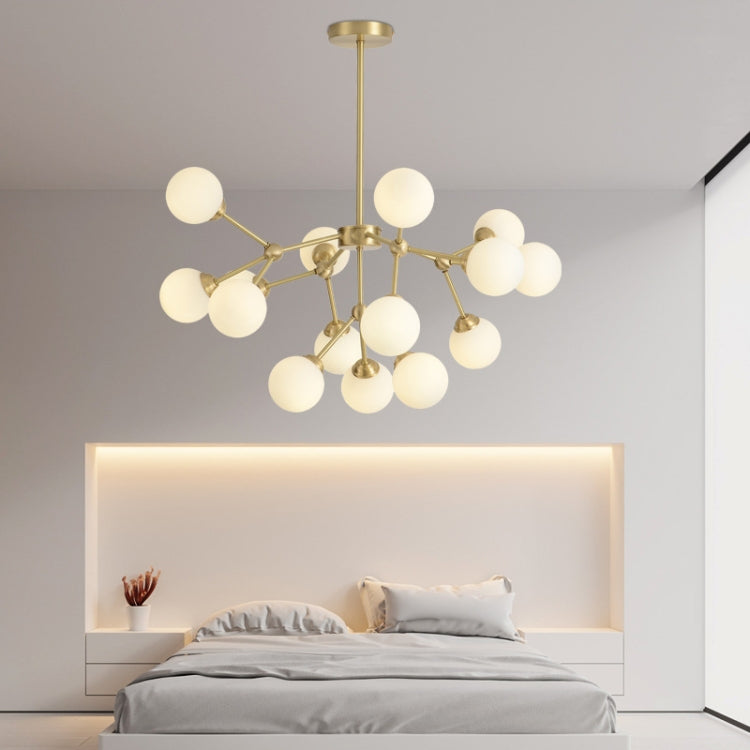 15 Heads  Simple Modern Living Room Dining Room Atmosphere Copper Chandelier, Power source: Warm Light Single 5W