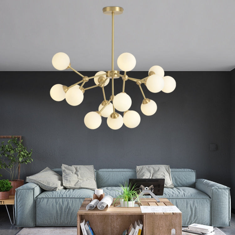 15 Heads  Simple Modern Living Room Dining Room Atmosphere Copper Chandelier, Power source: White Light Single 5W