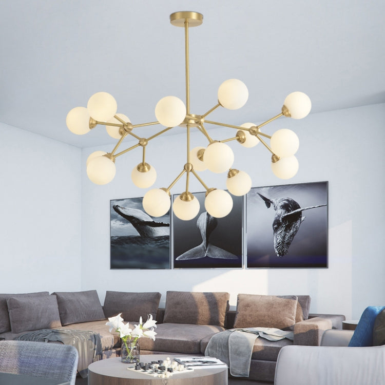 18 Heads  Simple Modern Living Room Dining Room Atmosphere Copper Chandelier, Power source: White Light Single 5W