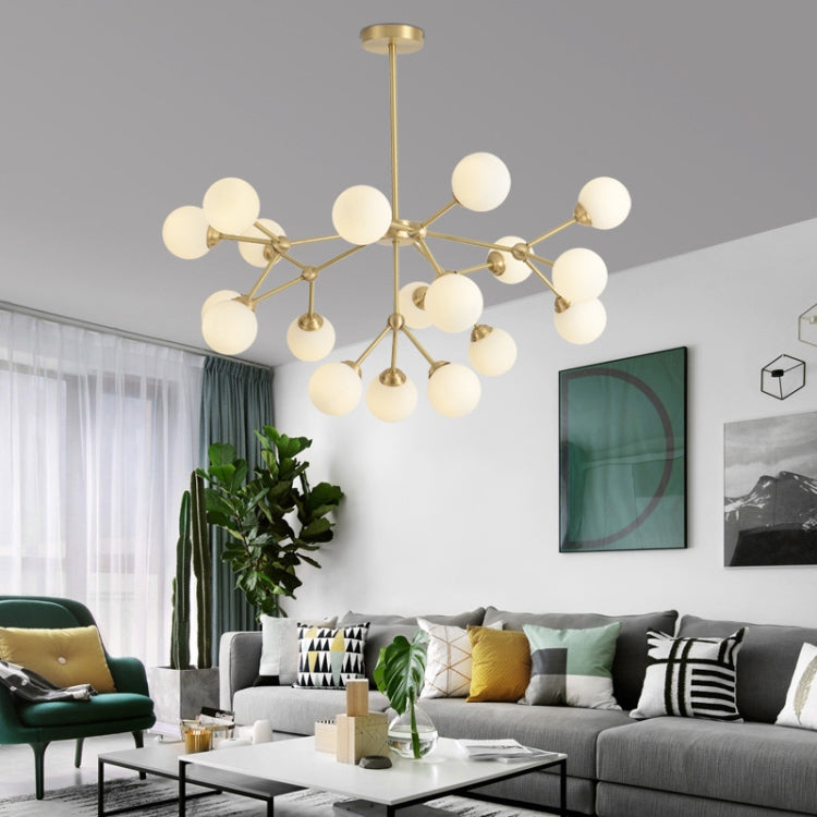 18 Heads  Simple Modern Living Room Dining Room Atmosphere Copper Chandelier, Power source: White Light Single 5W