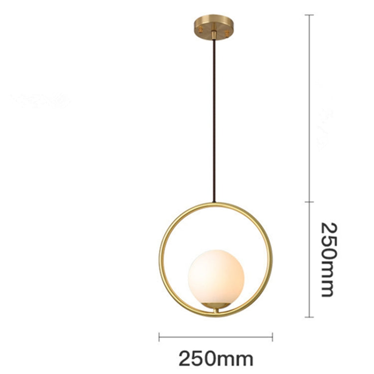Restaurant Chandelier Single Head Creative Personality Simple Modern Copper Lamp with 5W White Light, Shape Style:Round A1
