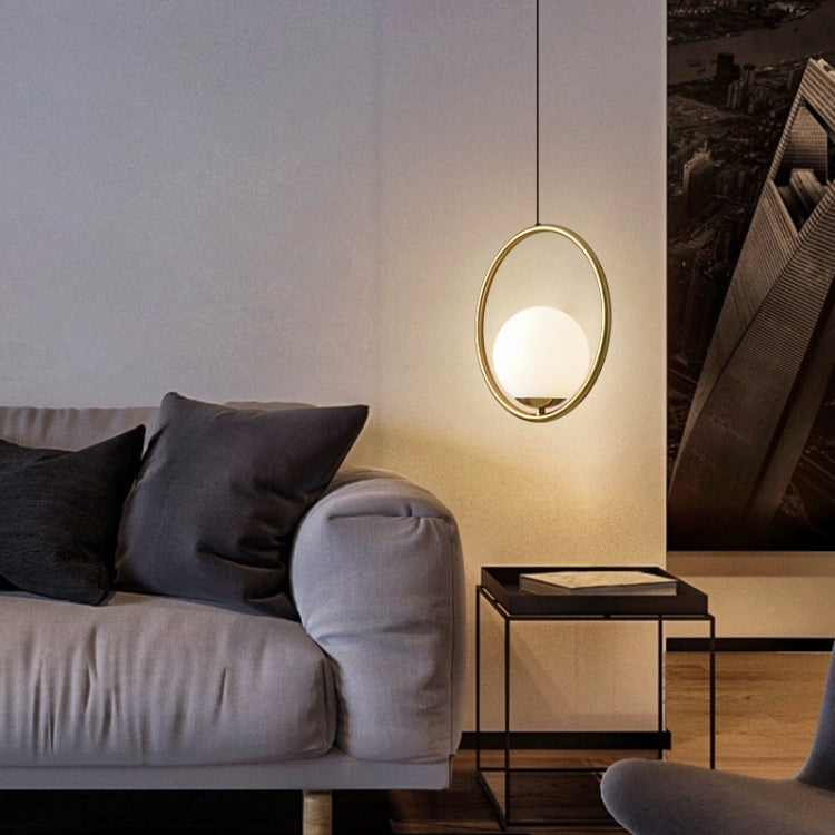Restaurant Chandelier Single Head Creative Personality Simple Modern Copper Lamp with 5W Neutral Light, Shape Style:Round A2