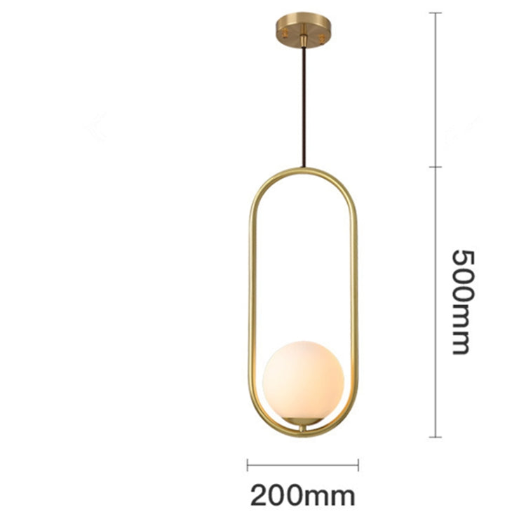 Restaurant Chandelier Single Head Creative Personality Simple Modern Copper Lamp without Light Source, Shape Style:Oval B2
