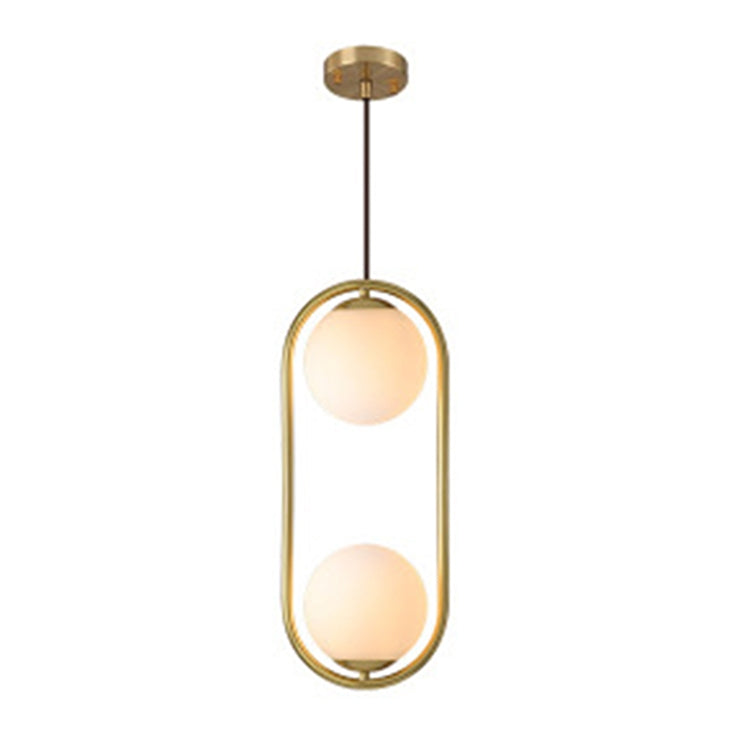 Restaurant Chandelier Single Head Creative Personality Simple Modern Copper Lamp with 5W Warm Light, Shape Style:Oval C1