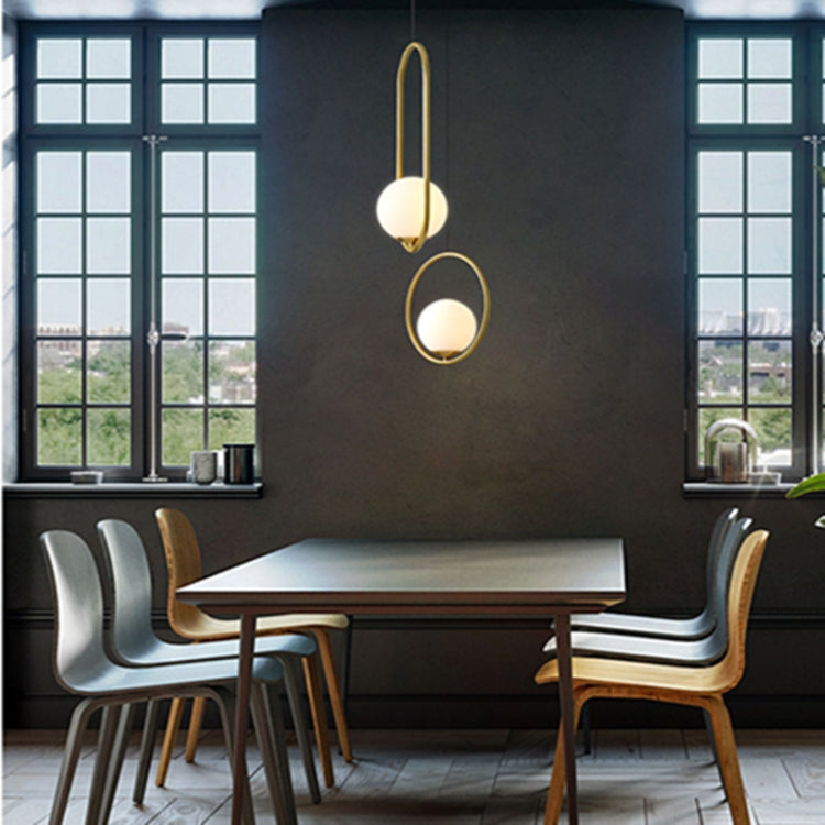 Restaurant Chandelier Single Head Creative Personality Simple Modern Copper Lamp with 5W Warm Light, Shape Style:Oval C1