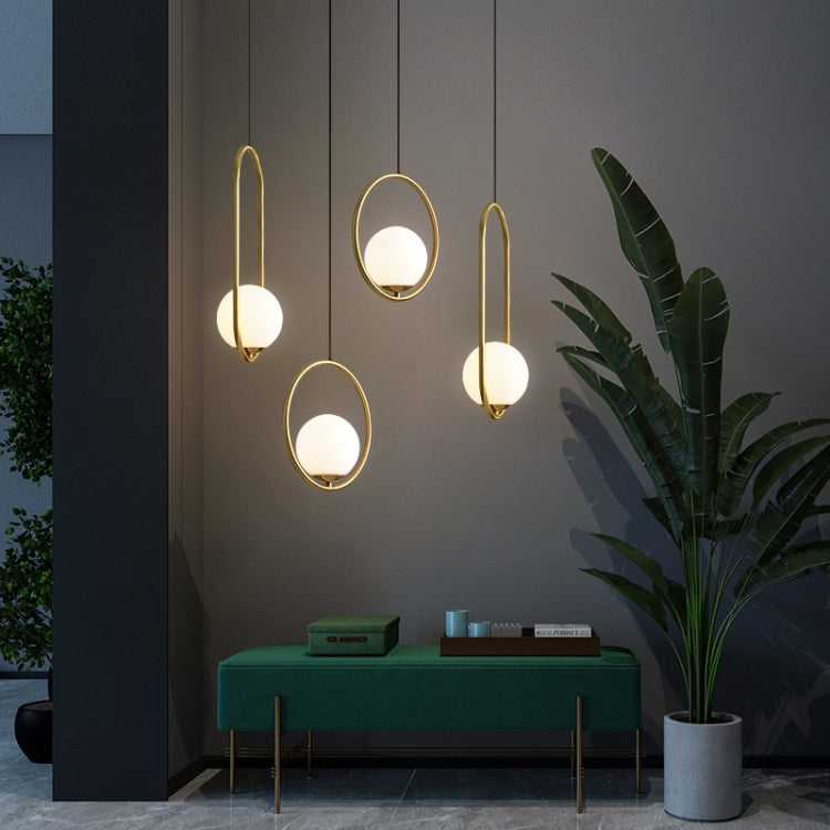 Restaurant Chandelier Single Head Creative Personality Simple Modern Copper Lamp with 5W Warm Light, Shape Style:Oval C1