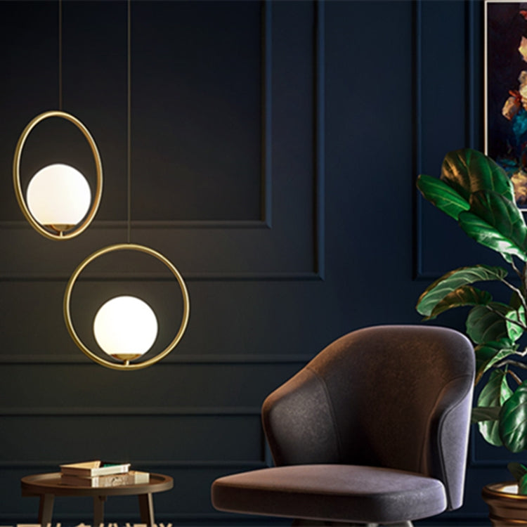 Restaurant Chandelier Single Head Creative Personality Simple Modern Copper Lamp with 5W Warm Light, Shape Style:Oval C1