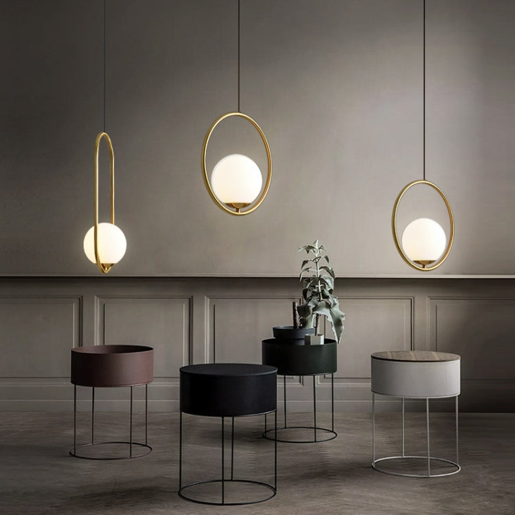 Restaurant Chandelier Single Head Creative Personality Simple Modern Copper Lamp with 5W Warm Light, Shape Style:Oval C1