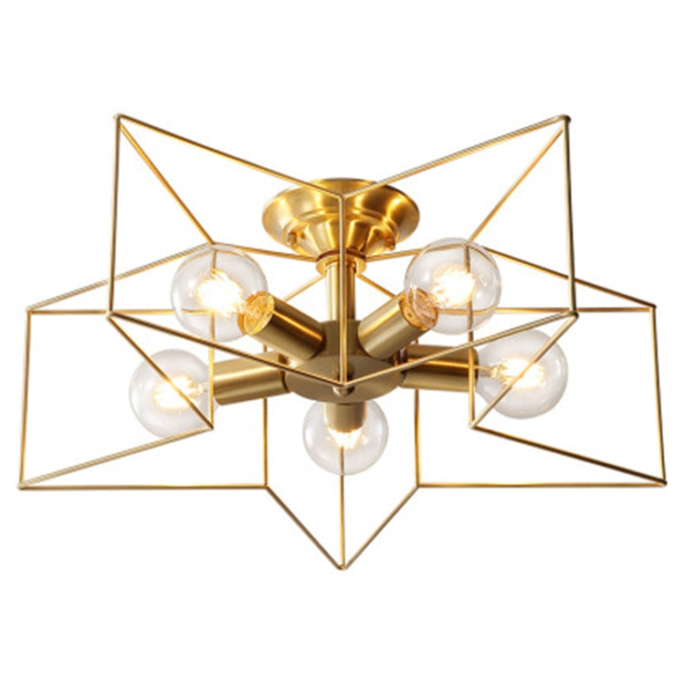 Full Copper Five-pointed Star Ceiling Lamp, Power source: without Light Source(5 Heads)