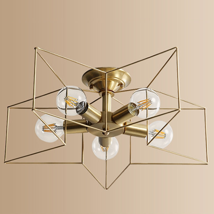 Full Copper Five-pointed Star Ceiling Lamp, Power source: without Light Source(5 Heads)