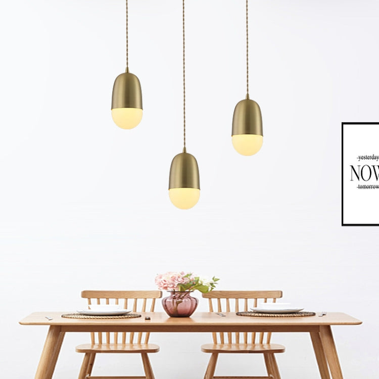 Three Heads Straight Base Modern Simple Restaurant Bar Studio Office Decorative Copper Lighting Chandelier with 5W White Light LED