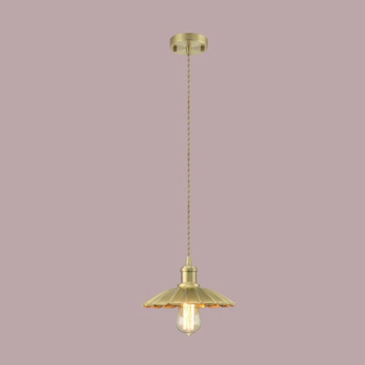 Single Head  LED Brass Chandelier Living Room Studio Simple Window Bed Industrial Retro Copper Chandelier with 5W Warm Light LED