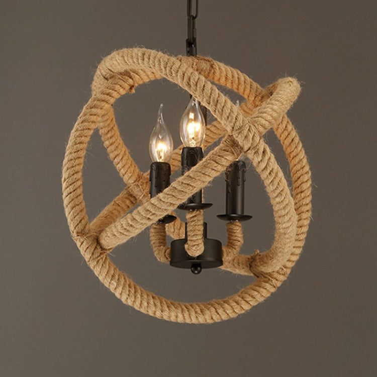 35cm 3 Heads Art Bar Restaurant Light Cafe Bar Spherical Retro Hemp Industrial Wind Chandelier with 5W Warm White Light LED
