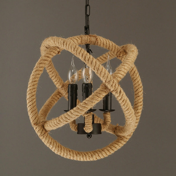 35cm 3 Heads Art Bar Restaurant Light Cafe Bar Spherical Retro Hemp Industrial Wind Chandelier with 5W Warm White Light LED